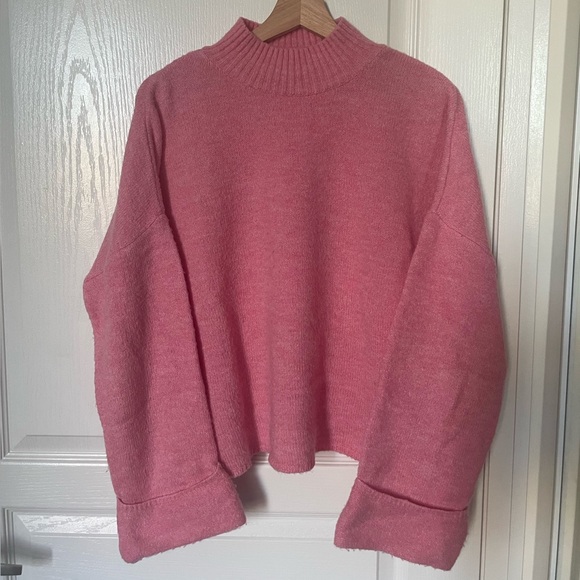 Mango Oversize High Collar Pink Sweater - Picture 1 of 5